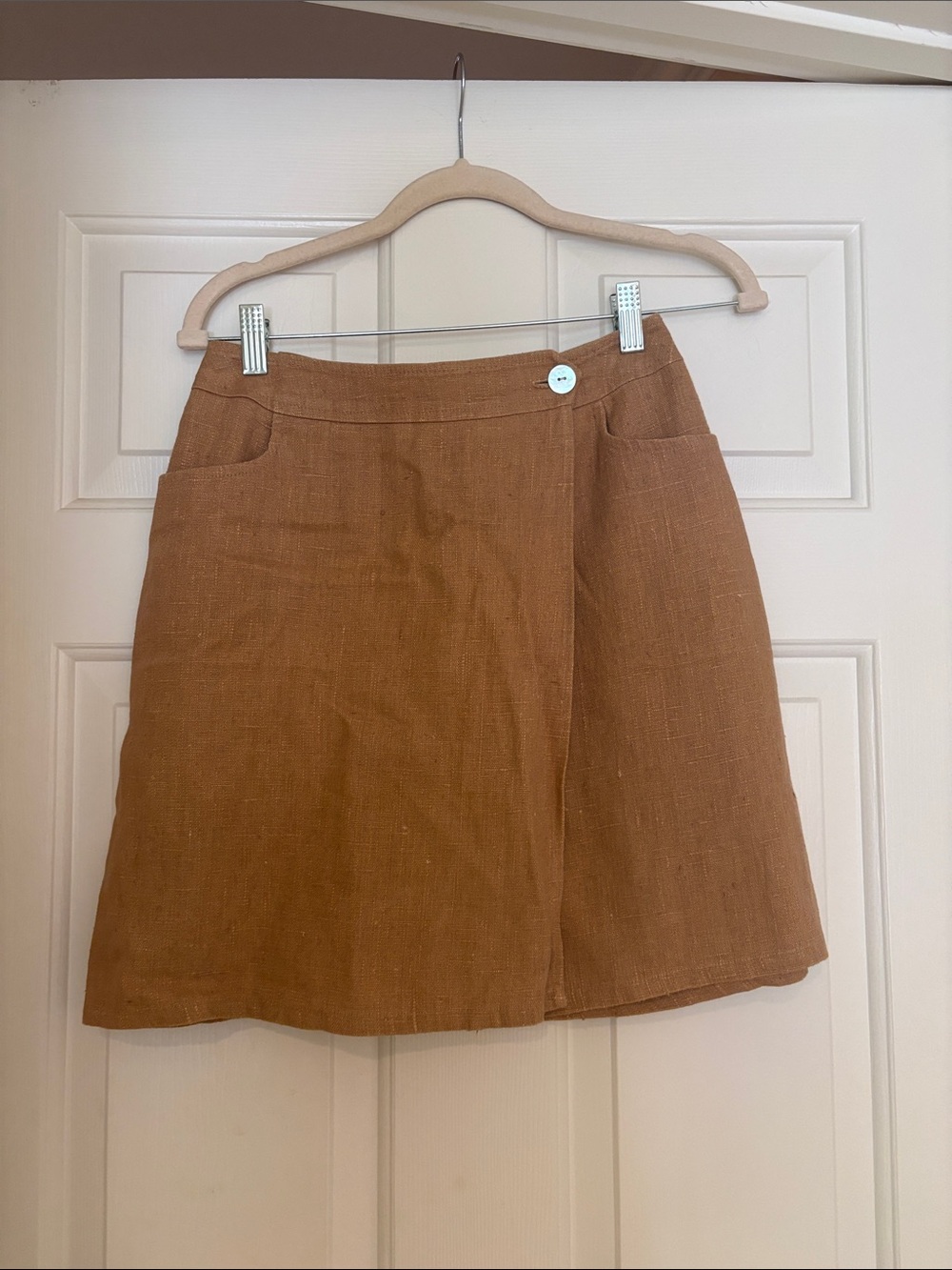 Anthropologie FL Malik Women's Brown Linen A-Line Skirt